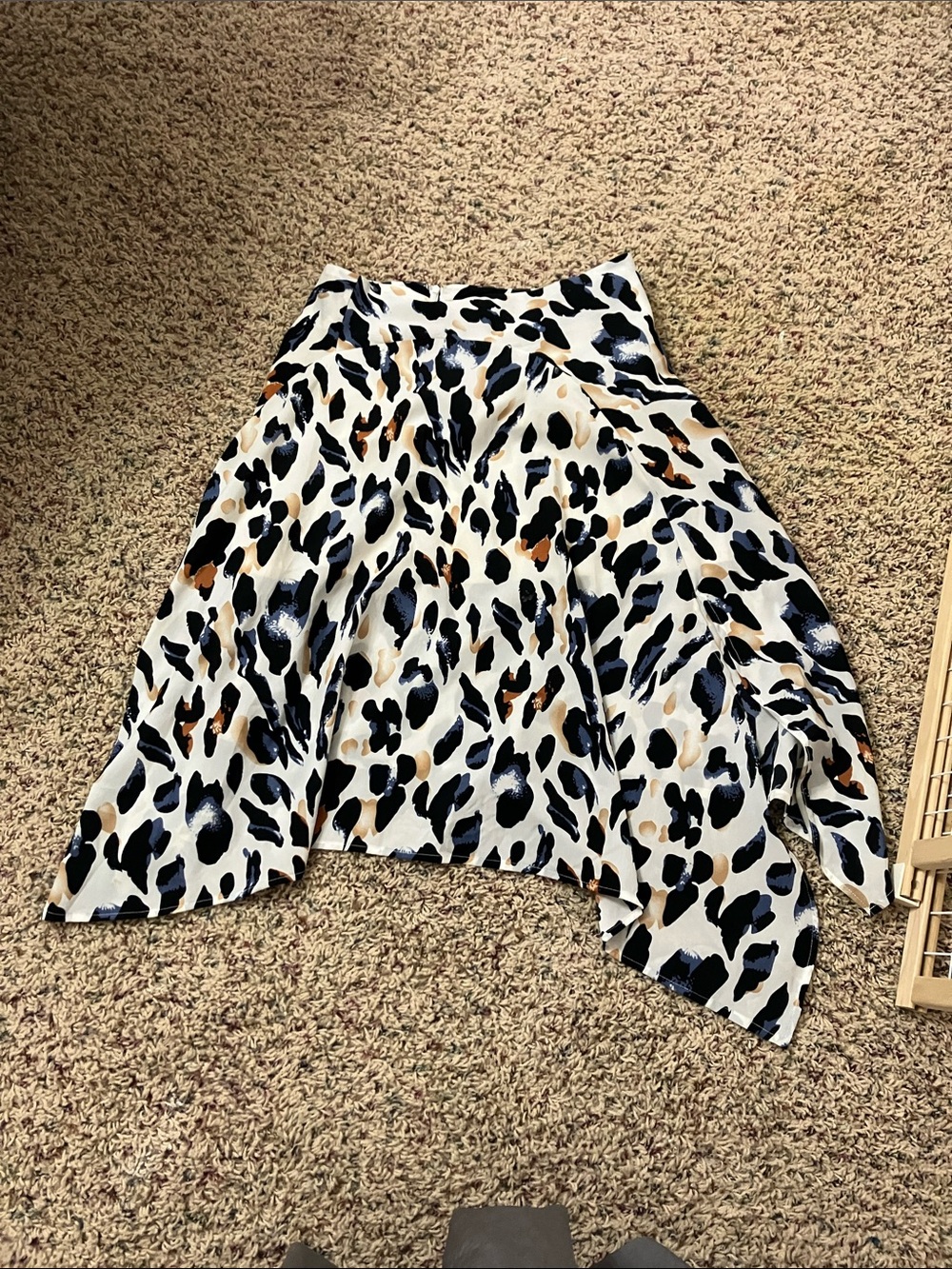 Umgee cream scarf hemAnimal Print Skirt with Black and Brown Spots